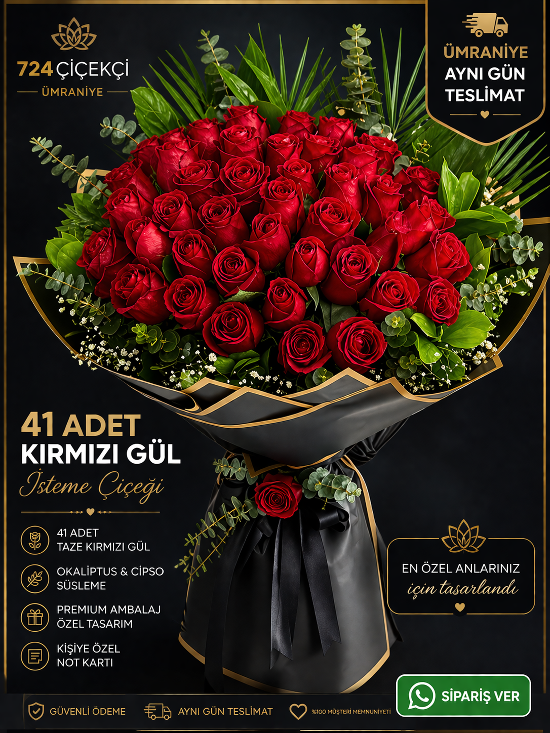 Ümraniye İsteme Çiçeği – Kırmızı Gül Buketi ile Aşkın En Zarif Hali