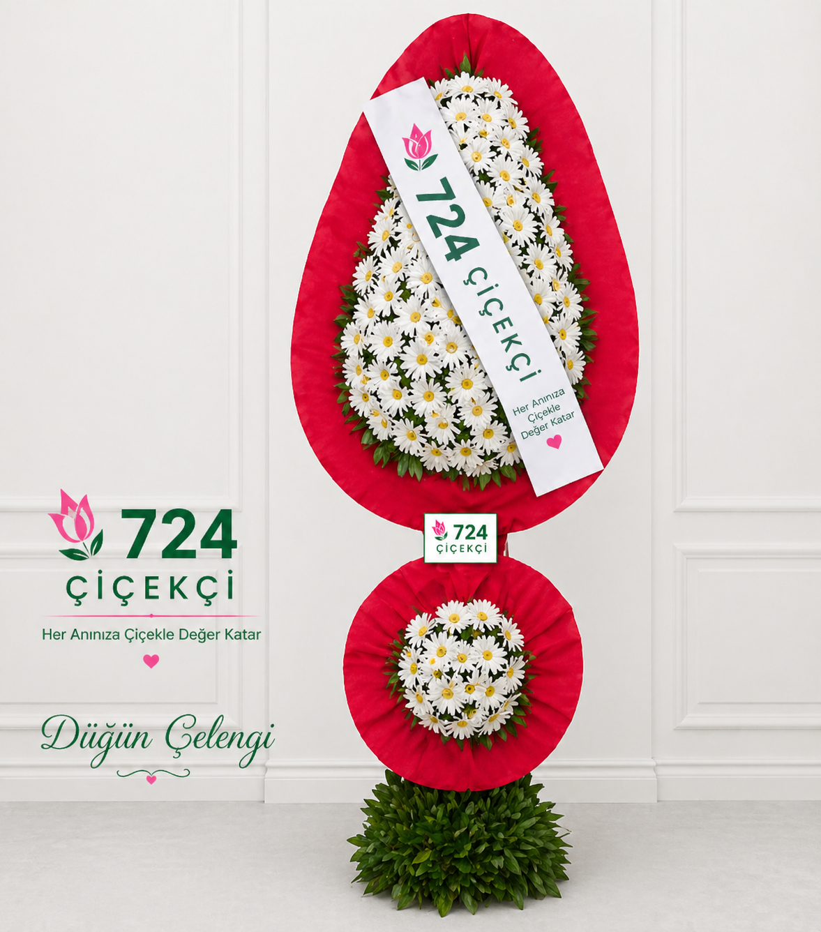 Beyaz  Gerbera Dügün Çelengi